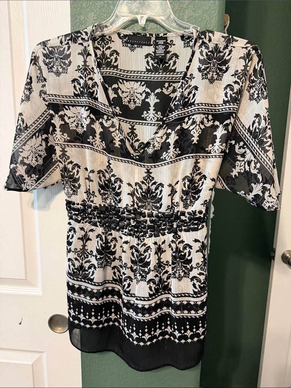 Apostrophe Black and White Printed Midi Dress